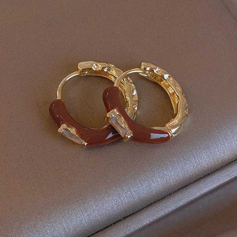 复古港风咖色耳环女新款潮