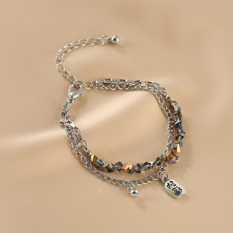 双层叠戴福字手链女小众