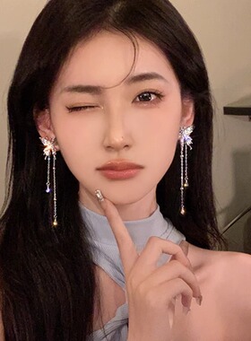 Loga.Py 液态银针蝴蝶流苏长款耳环小众设计感精灵耳钉女超仙耳饰