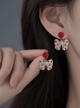 Loga.Py 复古精致蝴蝶结耳钉2023年新款女时尚高端耳环耳饰设计感