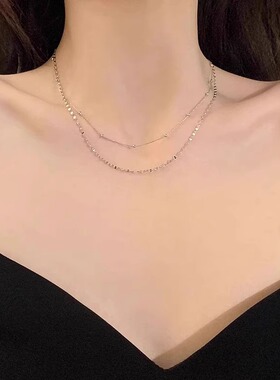 Loga.Py 双层叠带项链女小众精致2025新款锁骨链简约设计感银色