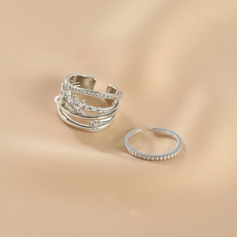 银色镶钻戒指女2023年新款