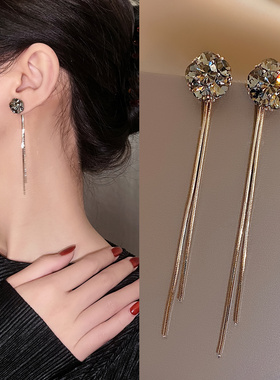 Loga.Py s925银针耳钉流苏长款冷淡风耳饰品2025年新款潮耳环女秋