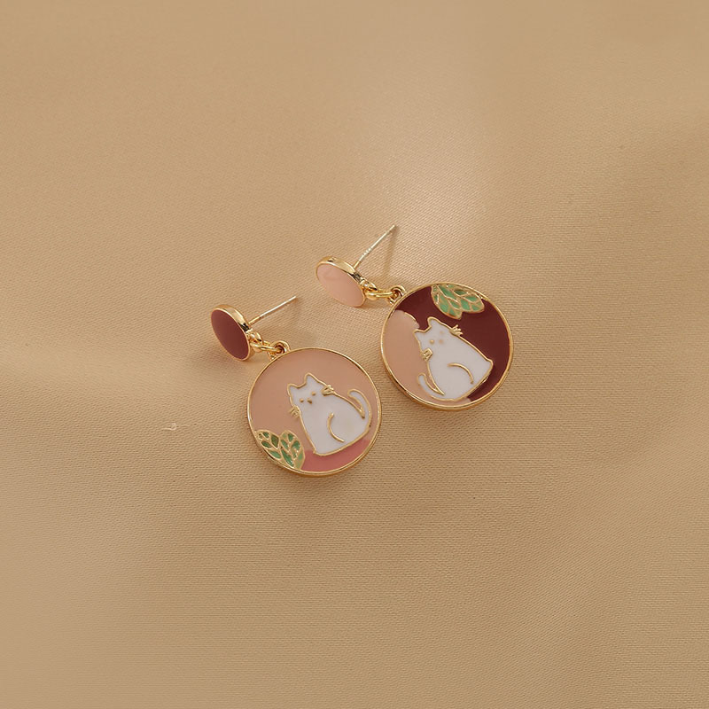 不对称猫咪耳环女2023年新款