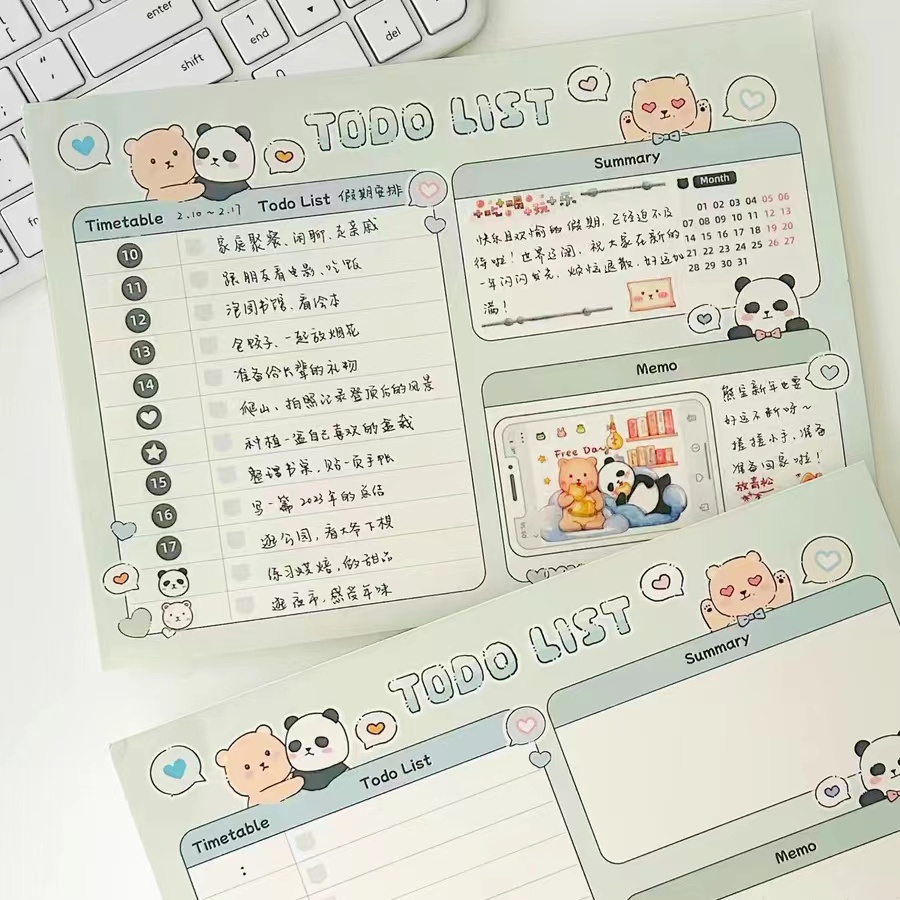 【有熊B5拍纸本】粉紫青黄功能性学习纸无粘性方格本可撕手账笔记