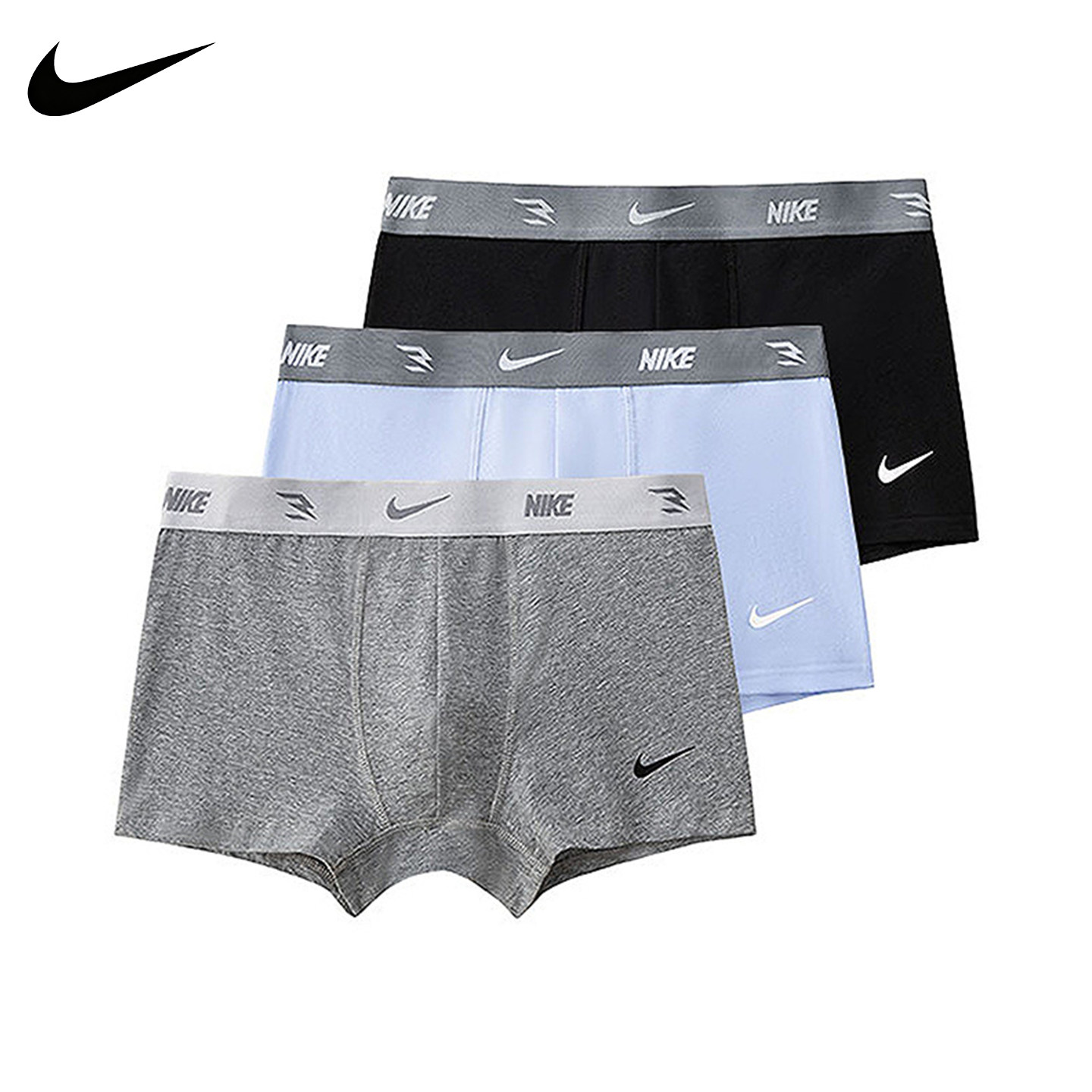 【假一赔十】Nike耐克男士平角内裤三条装透气运动高弹亲肤四角裤