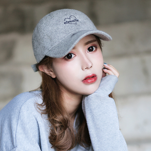 2022秋冬新款 显脸小纯色加厚保暖羊绒圆顶棒球帽 鸭舌帽子男女韩版