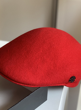 反戴女秋冬大头围休闲百搭男显脸小英伦复古红贝雷帽日系前进帽子