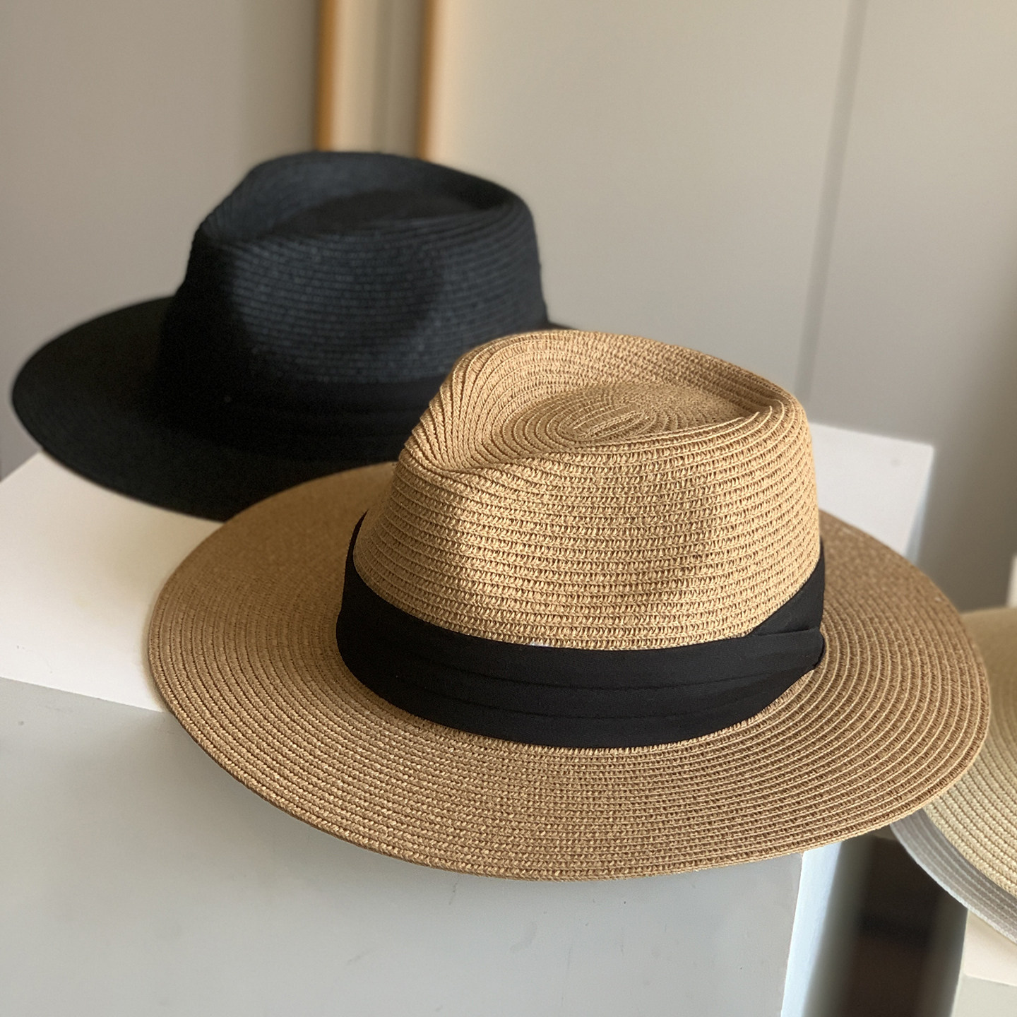 夏季可折叠草编礼帽男女情侣宽檐防晒遮阳帽英伦风爵士帽大号可调