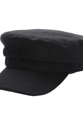 2022年女夏季棉质薄款黑色平顶帽日系百搭韩版春秋鸭舌帽太阳帽子