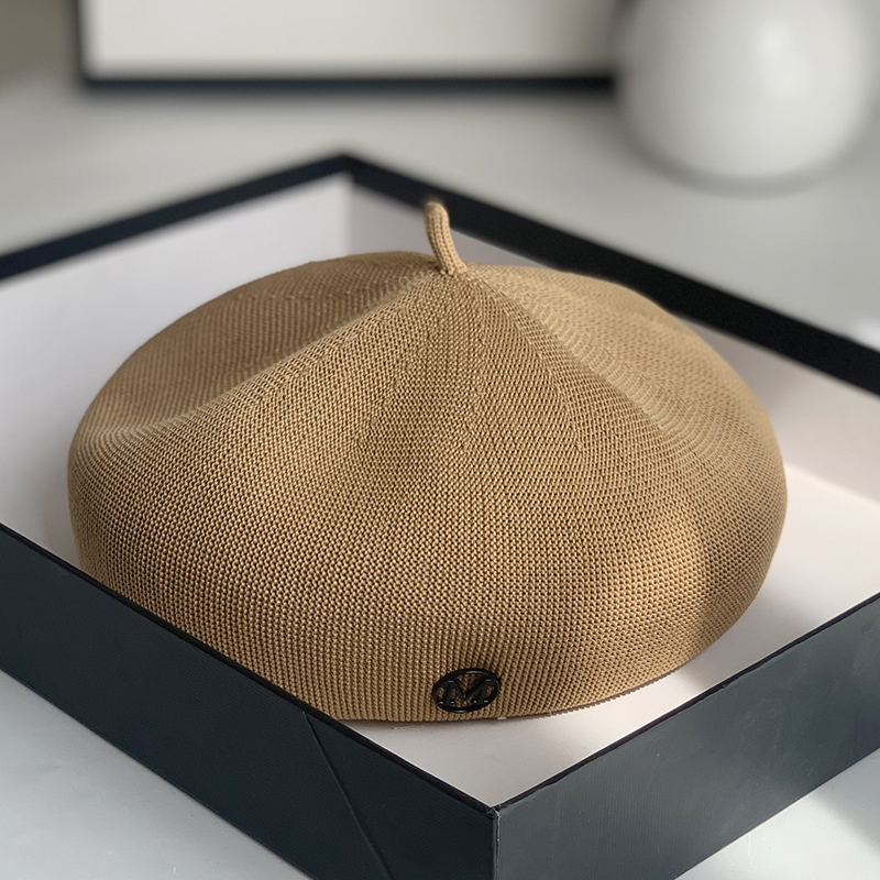 日系经典帽子贝雷帽女春夏秋大头围薄款画家帽法式针织蓓蕾南瓜帽