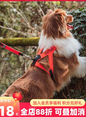 意大利WAW犬猫狗狗胸背带超轻防勒防爆冲外出遛狗牵引绳子可调节