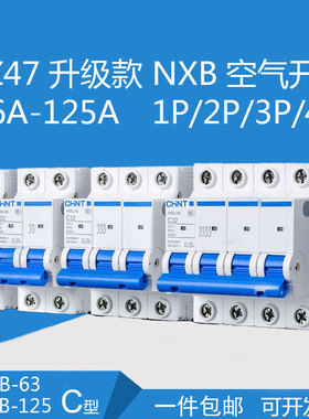 正泰空气开关 1p家用空开断路器 2p63a总闸三相总开3p4p100adz47