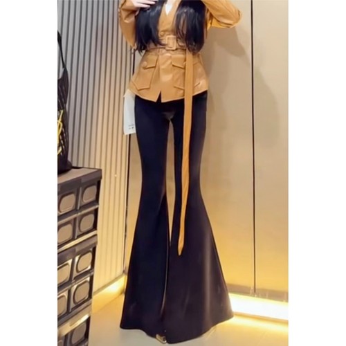 轻熟风今年流行黑色大喇叭人鱼裤