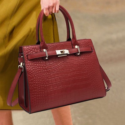 香港真皮红色手提包妈妈包新娘结婚包新款女包大气中年女士婆婆包