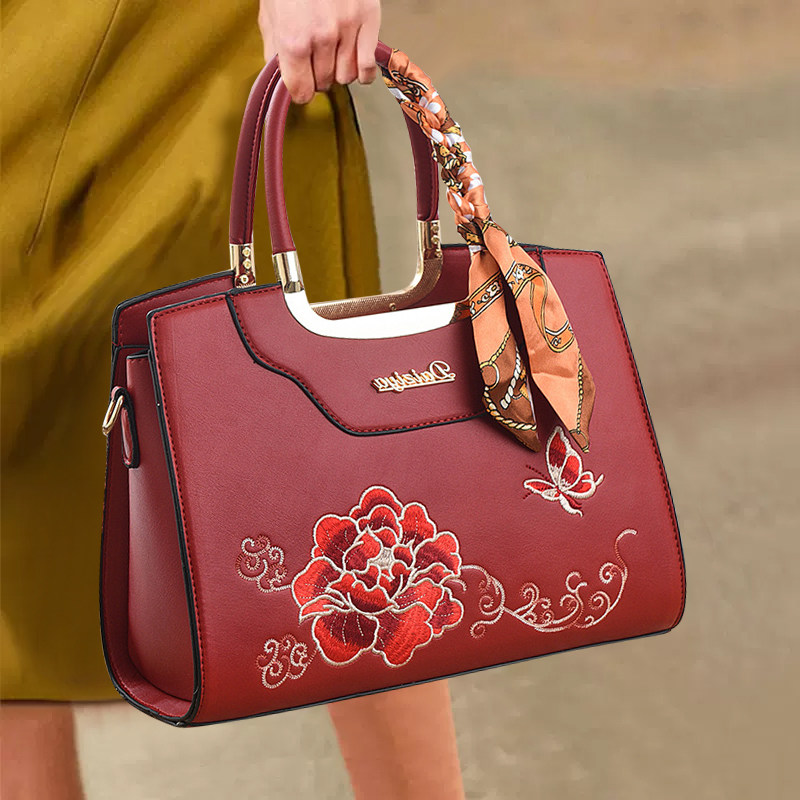 香港真皮女包国风刺绣妈妈新款大容量大气单肩手提包女母亲节包包,箱包皮具/热销女包/男包,通用款女包,淘宝优惠券,粉丝福利购,淘宝优惠卷
