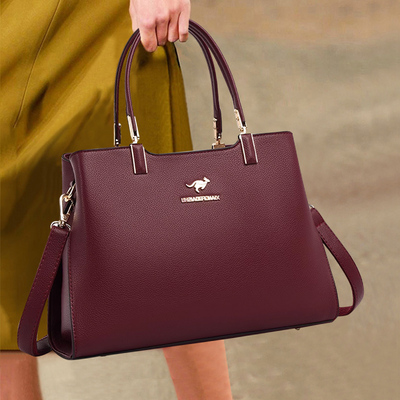 香港真皮2026新款女士手提包简约时尚中年妈妈包单肩斜跨包婆婆包