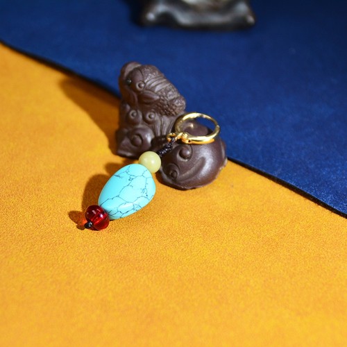 单边耳环藏族合成绿松石耳环