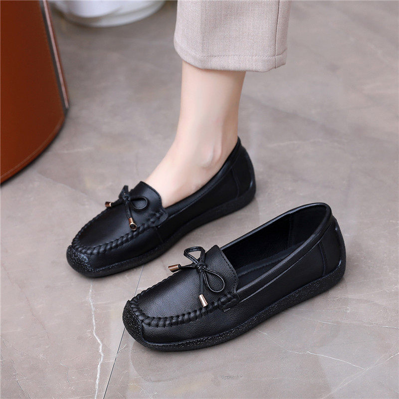 女鞋2025秋季新款单鞋舒适防滑软底妈妈中老年平底脚蹬皮鞋豆豆鞋,女鞋,乐福鞋（豆豆鞋）,淘宝优惠券,粉丝福利购,淘宝优惠卷