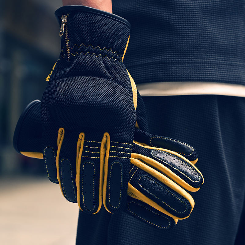 复古机车手套摩托车户外四季款骑行网眼透气牛皮哈雷骑士触屏耐磨