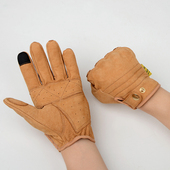 牛皮摩托车骑行手套男女士户外机车复古哈雷触屏真皮手套四季 耐磨