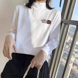 秋冬季加厚半高领外穿长袖德绒保暖T恤女原宿风修身上衣ins打底衫