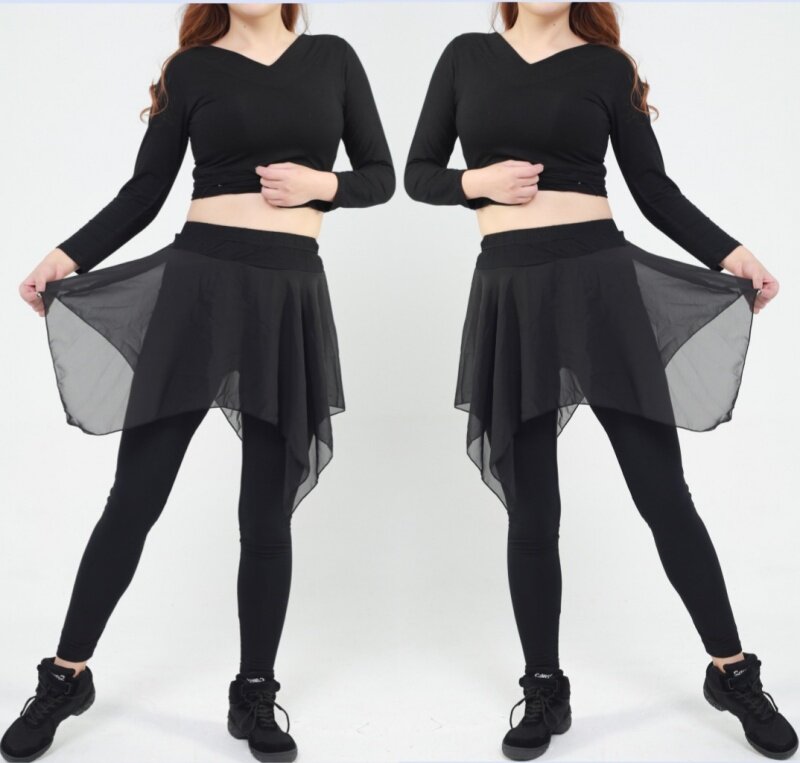 体韵舞蹈练功服女包邮新款九分黑色裙裤弹力棉形体古典现代舞套装