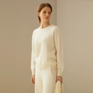 【琳琳粉丝专享】圆领金银丝蚕丝拉绒衫女宽松保暖百搭针织毛衣