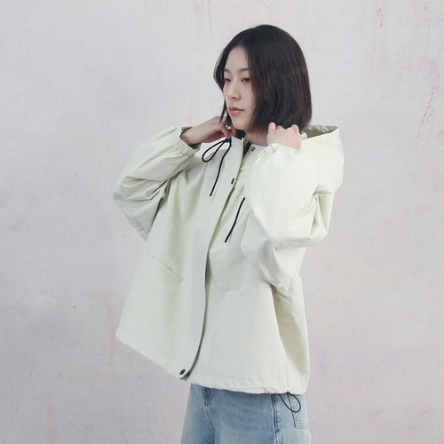 韩式休闲连帽宽松风衣女