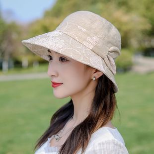 中老年女帽媽媽盆帽老年人漁夫帽老奶奶防曬太陽帽印花遮陽帽 夏季