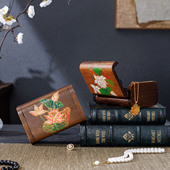 泰国进口荷音收纳盒荷花图案翻盖饰品盒项链手链名片收纳装 饰盒子