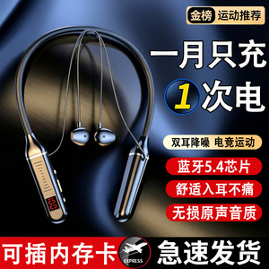挂脖式耳机蓝牙入耳式超长续航无线耳机通话降噪不漏音运动骑行
