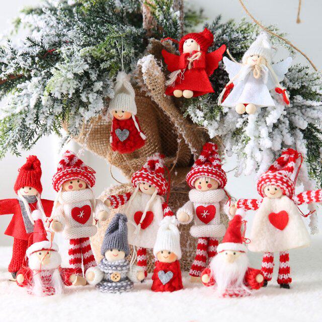 2pcs/set new year angel santa claus hanging dolls christmas