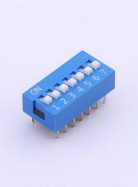 DS-07-B-T 拨码开关 蓝色平拨 7位 KE拨码开关 插件