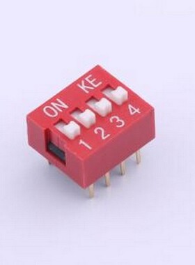 DSWB04LHGETR 拨码开关 2.54mm 宽体红色4位插件拨码开关