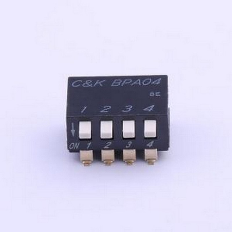 BPA04SBR 拨码开关 间距2.54mm 琴键 4位拨码开关 SMD-8P,8.2x12.