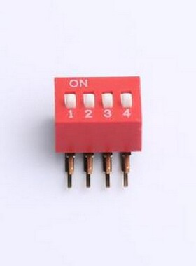 DA-4-R-T 拨码开关 2.54mm间距 4位 琴键式 90度弯插侧拨 红色 拨