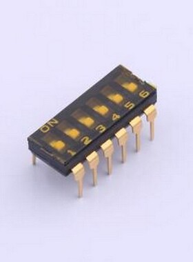 YDD06LS2 拨码开关 6位低拨键贴膜黑色插件2.54MM拨码开关 插件