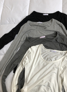 回馈价 多入几件！纯色圆领莫代尔打底衫修身长袖t恤女外穿秋衣
