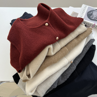 针织马甲女宽松显瘦休闲复古叠穿秋新款 韩版 时髦chic圆领纽扣开衫