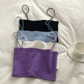 针织吊带抹胸女夏装 白色韩版 显瘦内搭打底性感百搭一字领小背心潮