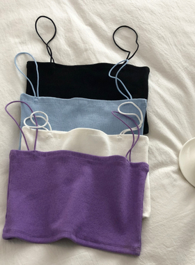 针织吊带抹胸女夏装白色韩版显瘦内搭打底性感百搭一字领小背心潮