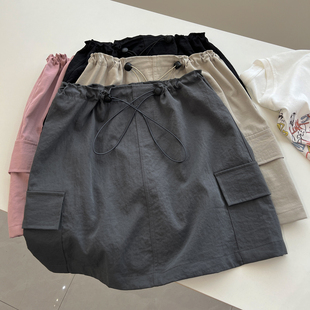 新款 半身裙女宽松显瘦2024夏季 学生a字短裙 百搭休闲口袋工装 韩版