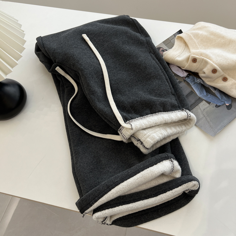 高腰韩版复古垂感长裤撞色休闲裤