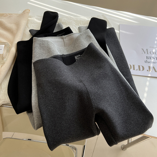 百搭高弹力塑形高腰加绒打底裤女修身显瘦加厚冬季新款压力裤外穿