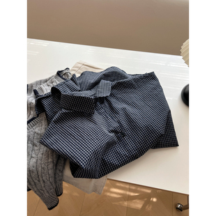 内搭衬衣 女宽松气质小众早秋新款 时髦复古减龄小格子翻领长袖 衬衫