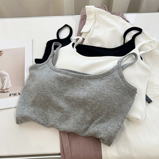 基础灰色吊带背心女修身 学生 显瘦内搭弹力运动打底上衣2024年夏季