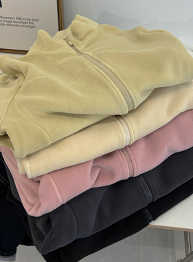 百搭休闲开衫立领卫衣女双面绒保暖内胆上衣2024冬季新款学生外套