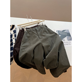 新款 韩版 学生减龄 女宽松慵懒休闲裤 2025秋季 BF风军绿色高腰工装 裤