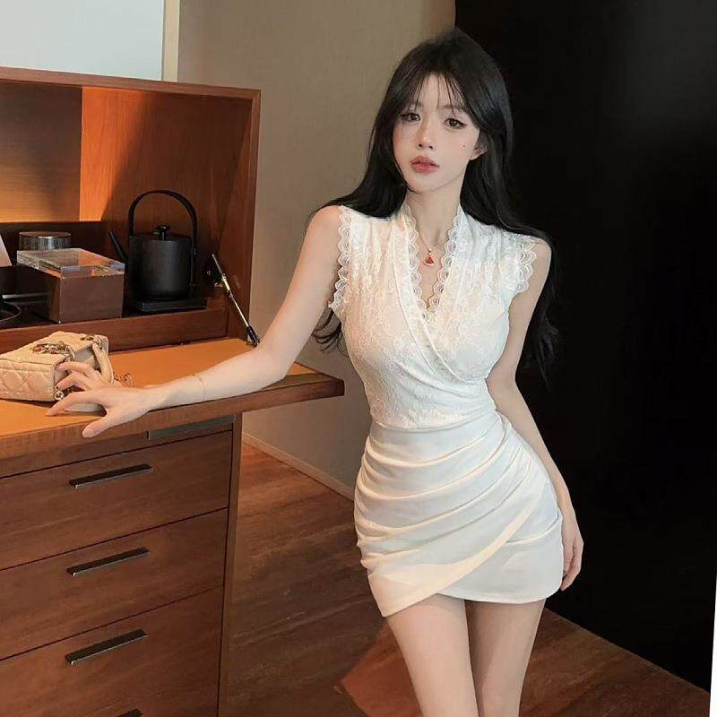 包臀连衣裙新款夜店女装低胸性感夜场工作服修身显瘦深V无袖短裙